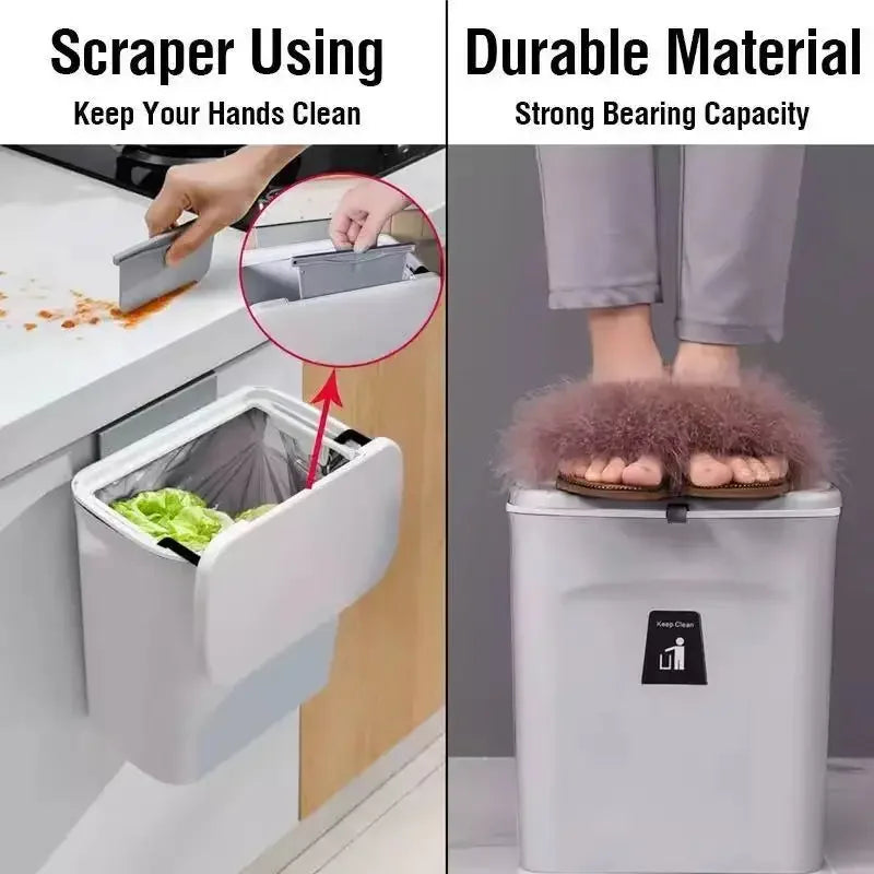 7/9L Bathroom Trash Can with Lid Garbage Bag Wall Mounted Toilet Wastebasket Kitchen Hanging Trash Bin Trash Can Kitchen