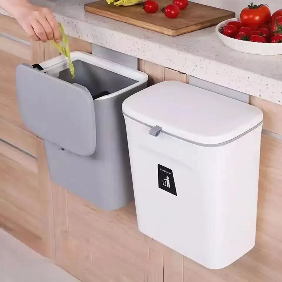 7/9L Bathroom Trash Can with Lid Garbage Bag Wall Mounted Toilet Wastebasket Kitchen Hanging Trash Bin Trash Can Kitchen