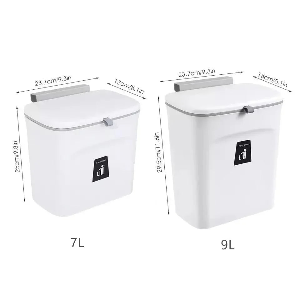 7/9L Bathroom Trash Can with Lid Garbage Bag Wall Mounted Toilet Wastebasket Kitchen Hanging Trash Bin Trash Can Kitchen