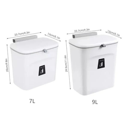 7/9L Bathroom Trash Can with Lid Garbage Bag Wall Mounted Toilet Wastebasket Kitchen Hanging Trash Bin Trash Can Kitchen